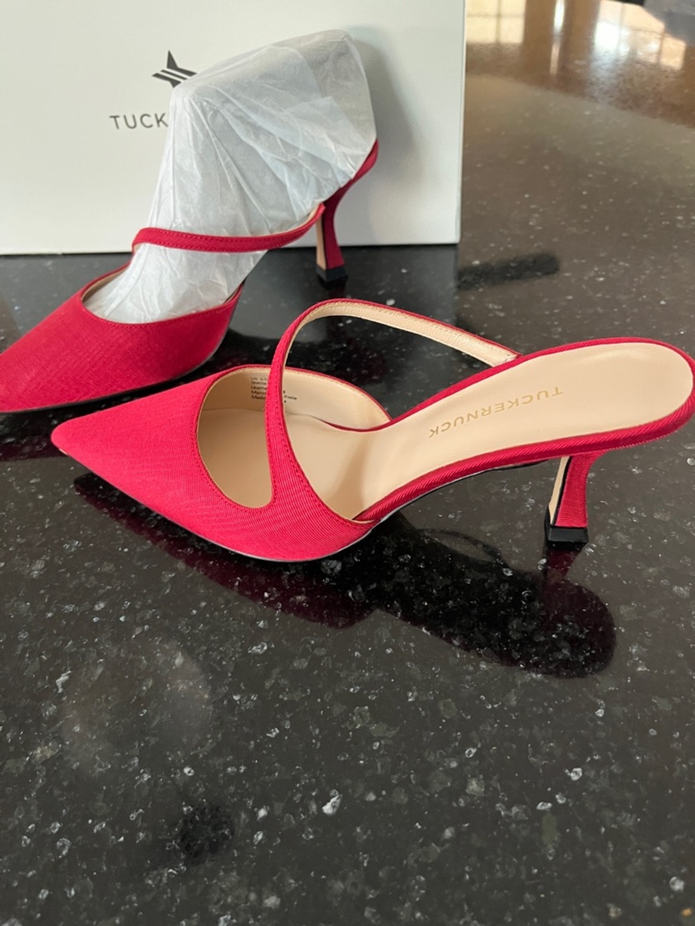 Tuckernuck Red Pointed Mary Jane Slingback Flats - Picture 2 of 5
